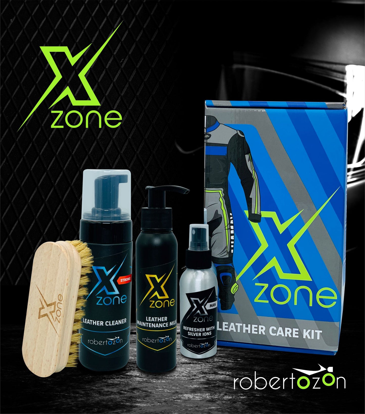 Xzone leather clothing care kit STRONG  + brush + silver ions